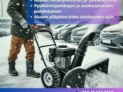 Уборка снега в Riihimäki, Hyvinkää, Hämeenlinna с PalveMax Oy